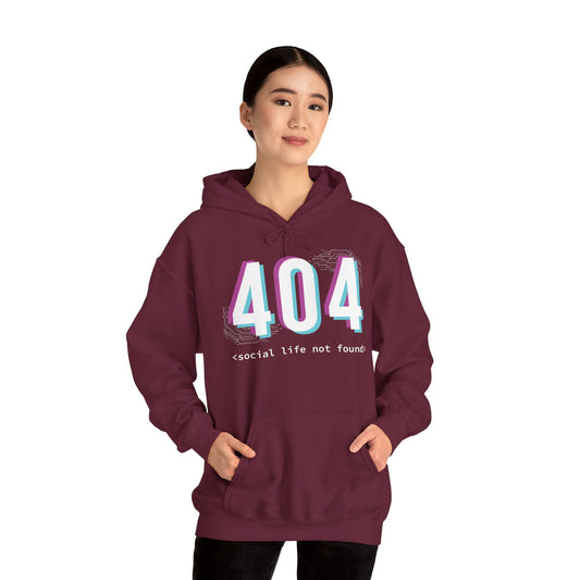 "404 – Social Life Not Found" | Unisex Heavy Blend Hoodie